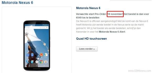 Nexus 6 Euro pre-order