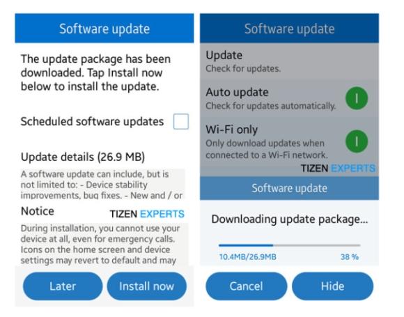 Samsung Z1 OTA update